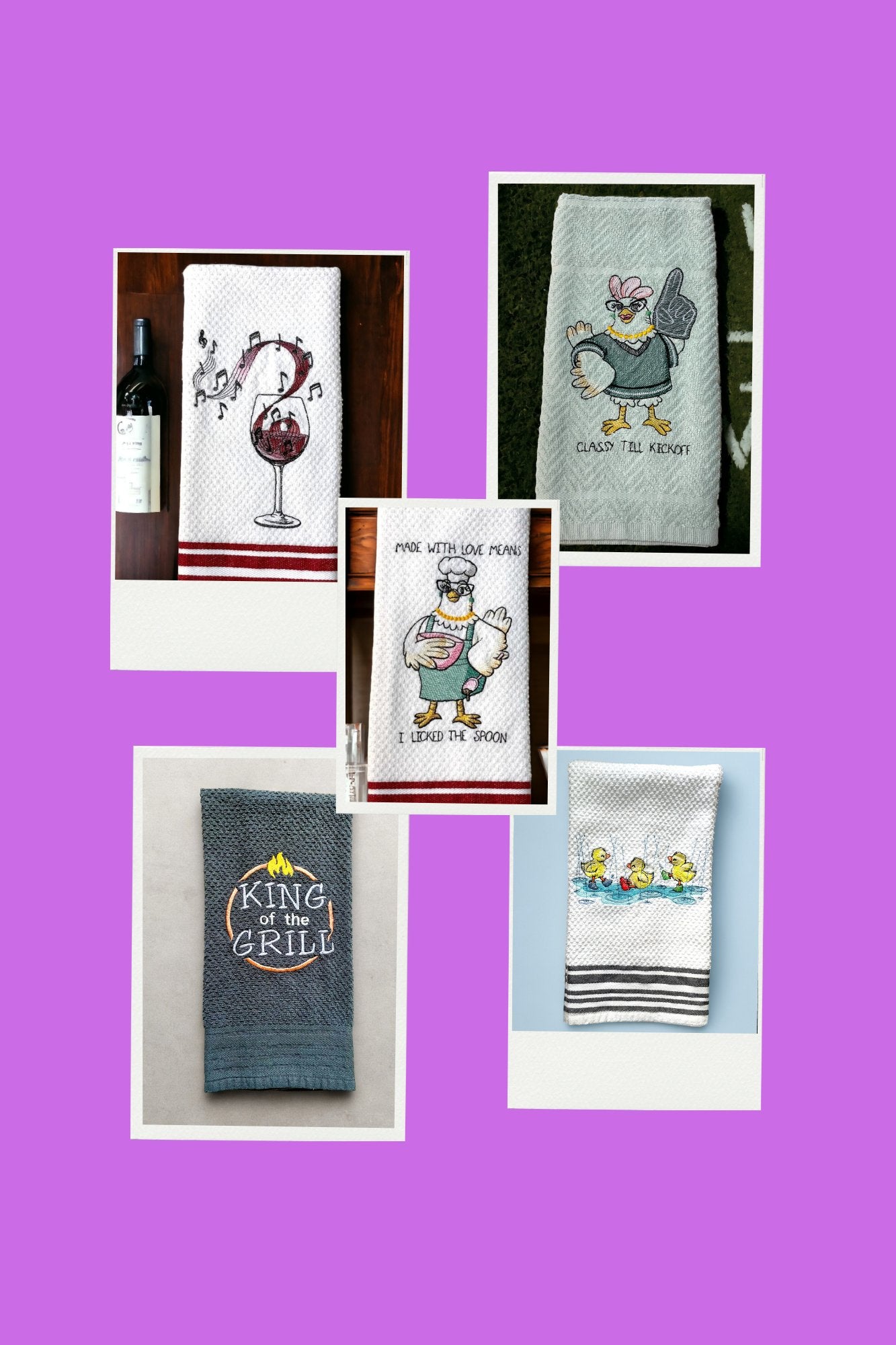 Fun Embroidered Kitchen Towels