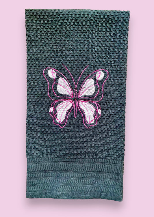 Handmade Embroidered Kitchen Towel-Butterfly