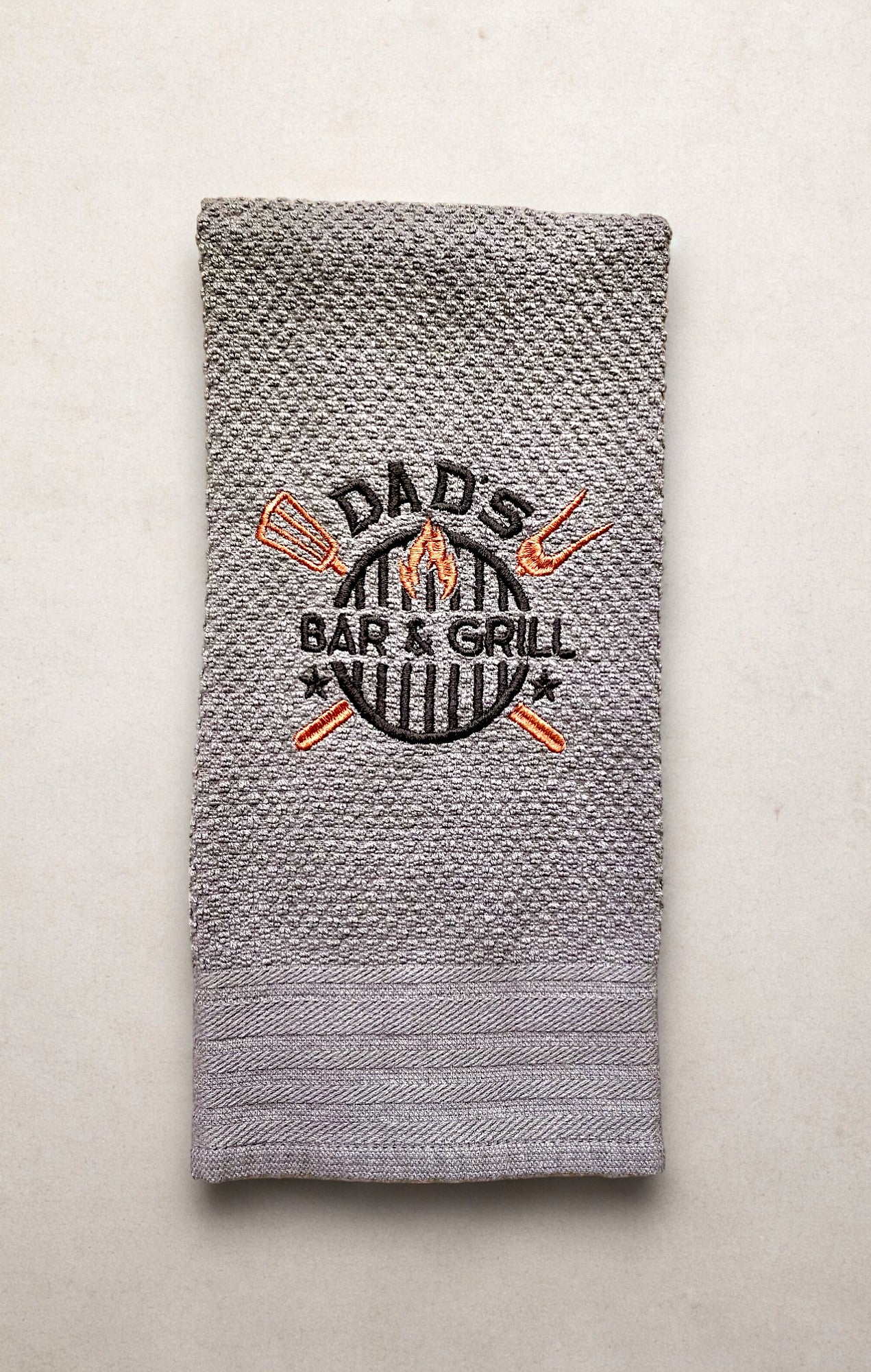 Handmade Embroidered Kitchen Towel-Dad's Bar & Grill