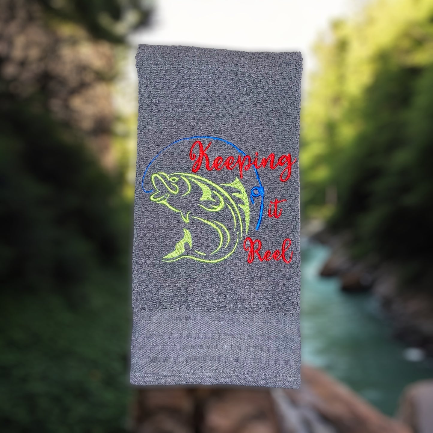 Handmade Embroidered Kitchen Towel-Keeping It Reel